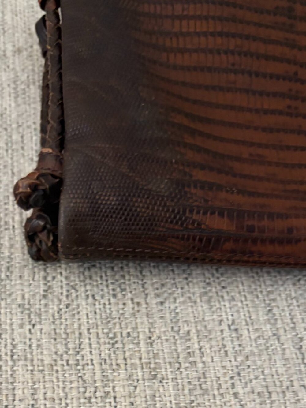 Vintage Brahmin Mojito Braided Strap Crossbody Reptile Embossed Leather Dk Brown - Picture 10 of 14